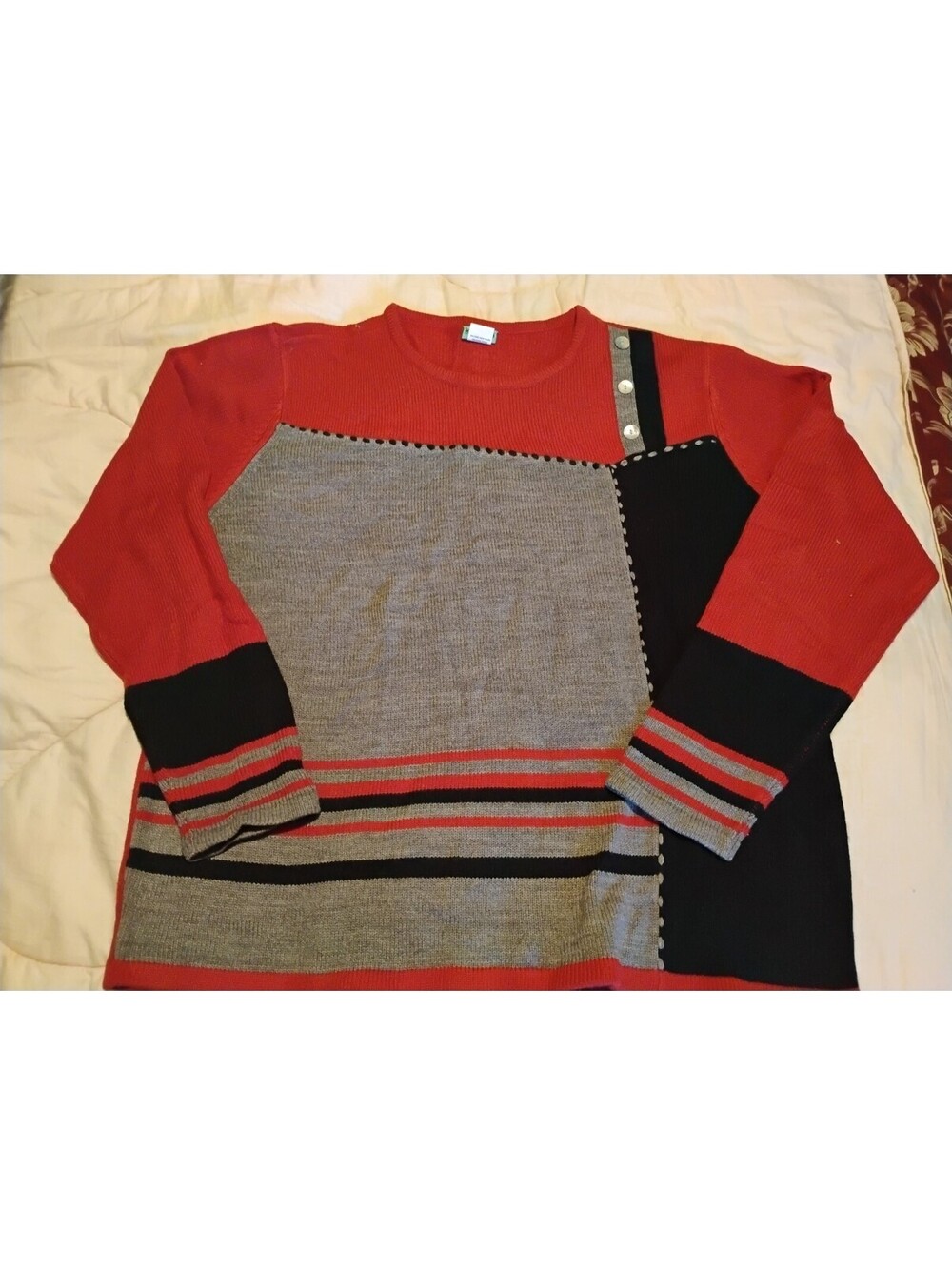 Sara Morgan Colorblock Knit Sweater XL